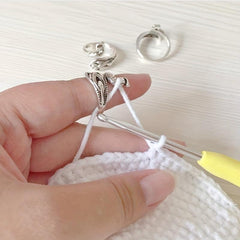 Adjustable Finger Thimble Yarn Guide Loop Crochet Tool