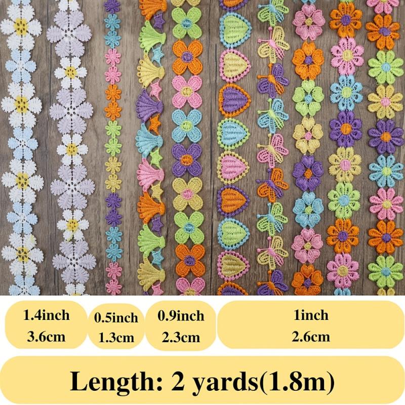 2 Yards Embroidery Lace Trim Sewing Lace Ribbon for DIY Crafts Supplies