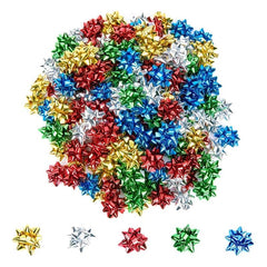 50pcs Mini Christmas Bows 2 Metallic Star Mini Gift Bow Holiday Presents