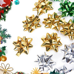 50pcs Mini Christmas Bows 2 Metallic Star Mini Gift Bow Holiday Presents