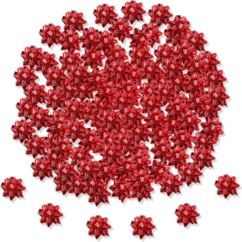 50pcs Mini Christmas Bows 2 Metallic Star Mini Gift Bow Holiday Presents