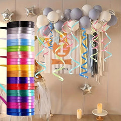 12 Rolls 10M Ribbon Balloons Wedding Birthday Gift Wrap Ribbon Bow DIY Decorativ