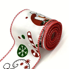 4 57M Christmas Wired Ribbon Xmas Tree Santa Flower Burlap Ribbon Wired Edge