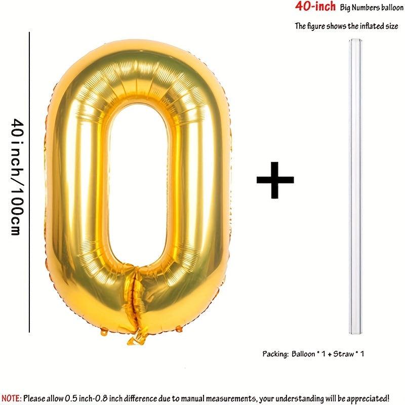 1pc 40 Inch Golden Digital Helium Aluminum Foil Birthday Party Balloon 0-9