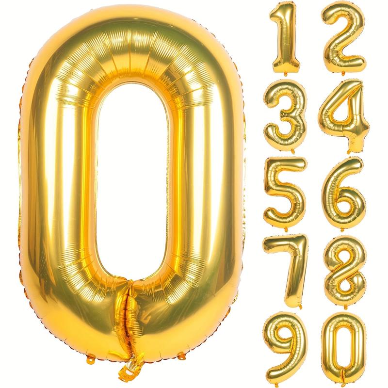 1pc 40 Inch Golden Digital Helium Aluminum Foil Birthday Party Balloon 0-9