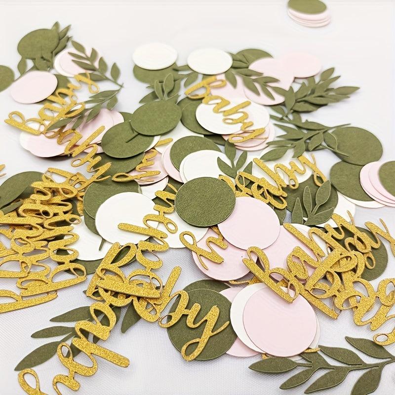 120pcs Eucalyptus Leaves Confetti Party Decor Pink Baby Baptism