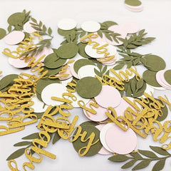 120pcs Eucalyptus Leaves Confetti Party Decor Pink Baby Baptism