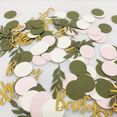 120pcs Eucalyptus Leaves Confetti Party Decor Pink Baby Baptism
