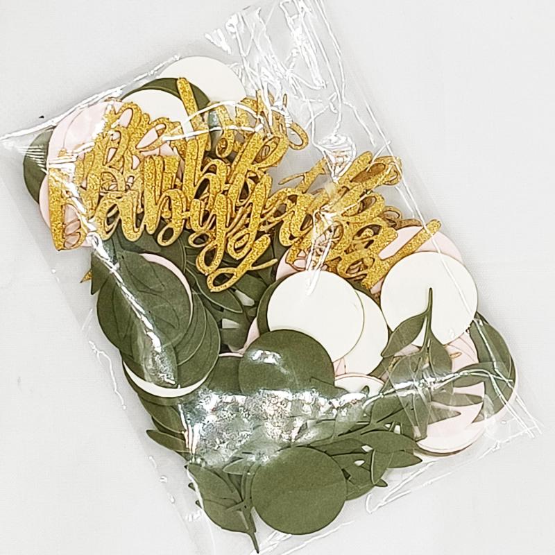120pcs Eucalyptus Leaves Confetti Party Decor Pink Baby Baptism