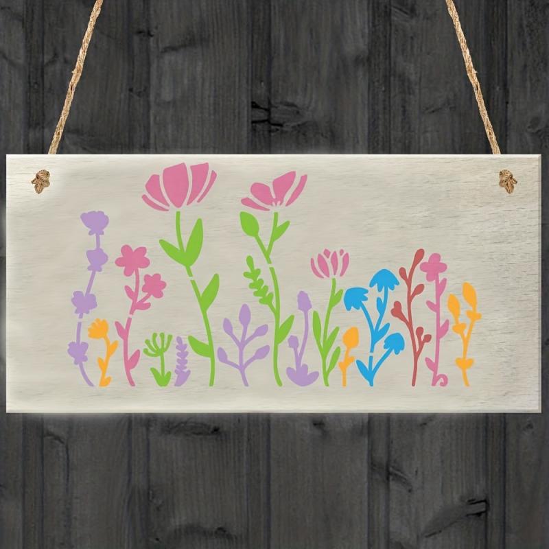 8pcs Wild Flower Stencils Cherry Flowers Vine Stencil With Metal Ring