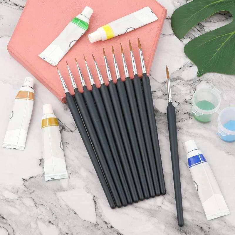 11pc Fine Detail Paint Brush Set Micro Artist Acrylic Paints Kit