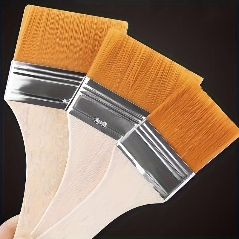 5 Nylon Painting Brushes Wooden Handles Acrylic Paint Varnishes Watercolor