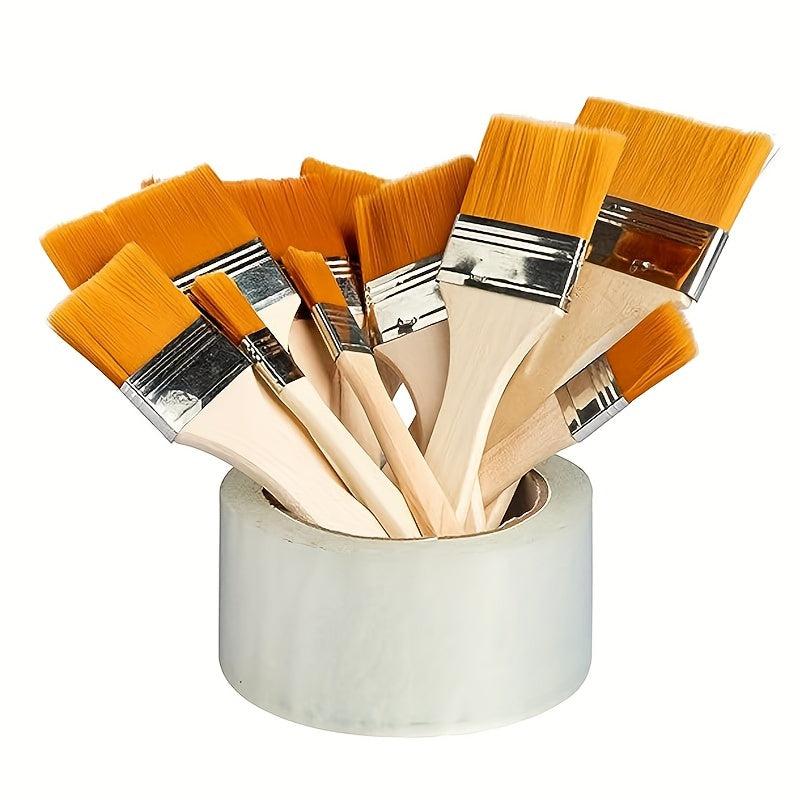 5 Nylon Painting Brushes Wooden Handles Acrylic Paint Varnishes Watercolor