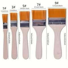 5 Nylon Painting Brushes Wooden Handles Acrylic Paint Varnishes Watercolor