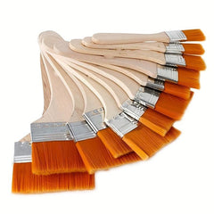 5 Nylon Painting Brushes Wooden Handles Acrylic Paint Varnishes Watercolor