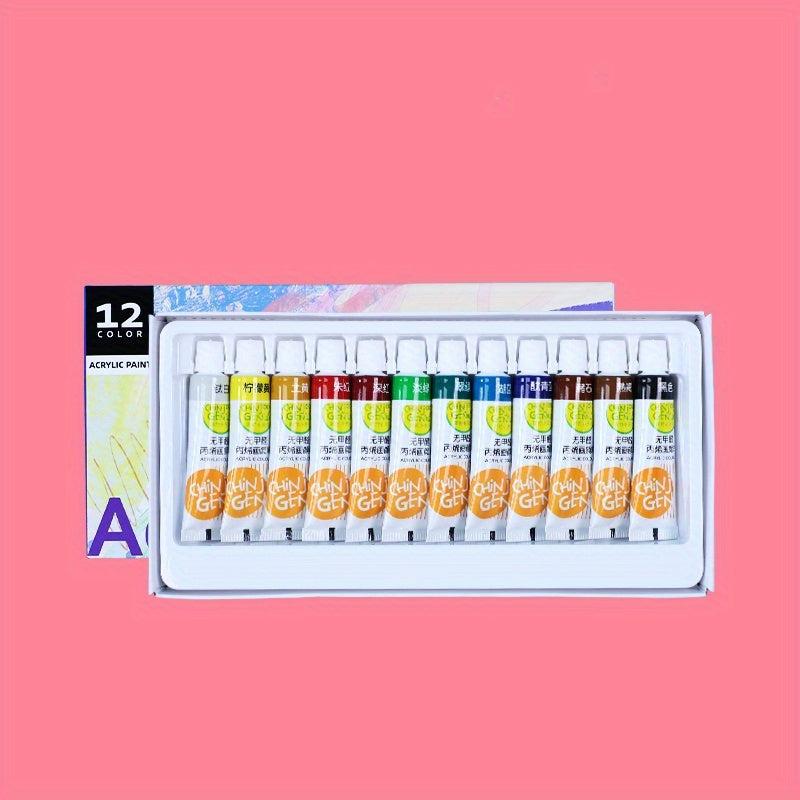24 Colors Acrylic Paint Set Watercolor Pigments Kit 3pcs Paint Brushes