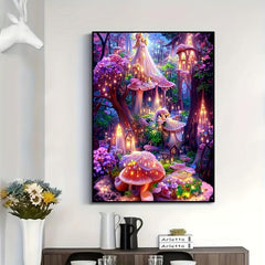 5D Diamond Painting Set Mushroom Room Interior Decoration Kit - 11.8x7.88 Inches