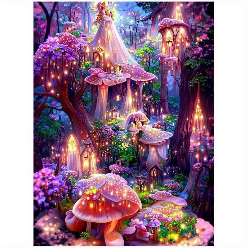 5D Diamond Painting Set Mushroom Room Interior Decoration Kit - 11.8x7.88 Inches