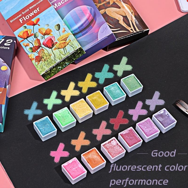 12 Colors Solid Watercolor Paint Set for Manicure Art