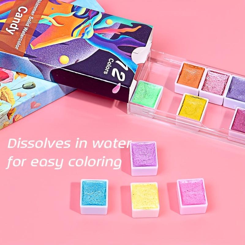12 Colors Solid Watercolor Paint Set for Manicure Art