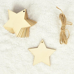 10pcs Unfinished Wooden Star Pendant Decorations