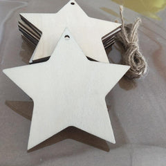 10pcs Unfinished Wooden Star Pendant Decorations