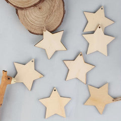 10pcs Unfinished Wooden Star Pendant Decorations