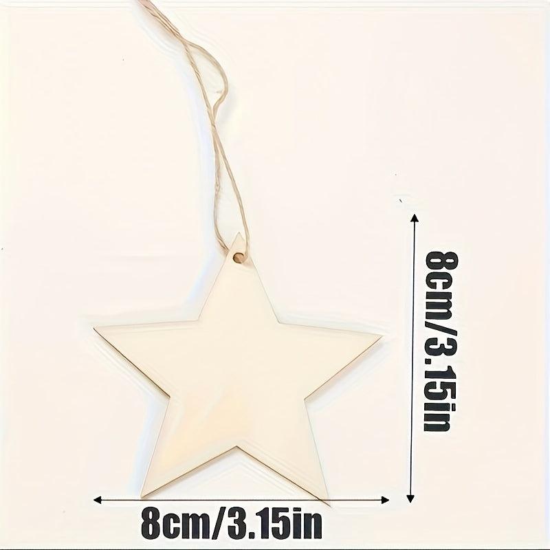 10pcs Unfinished Wooden Star Pendant Decorations