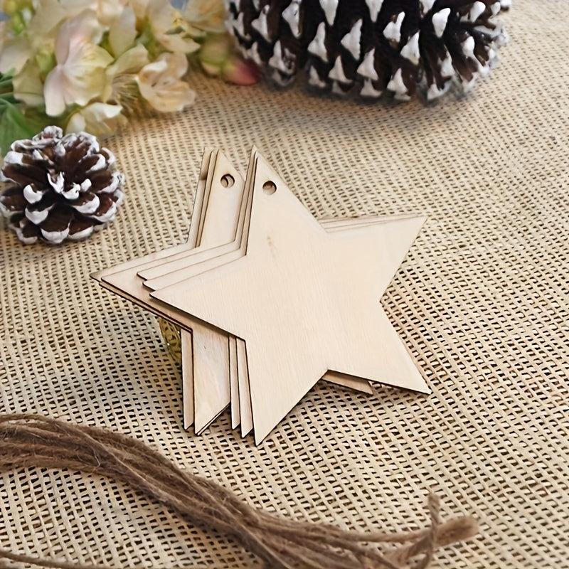 10pcs Unfinished Wooden Star Pendant Decorations