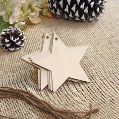 10pcs Unfinished Wooden Star Pendant Decorations