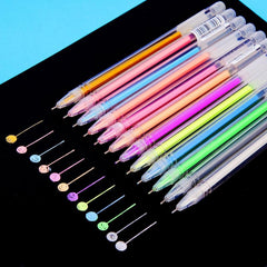 12pcs Highlighter Pen Fluorescent Gel Metal Marker Pen 0.6mm