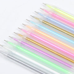 12pcs Highlighter Pen Fluorescent Gel Metal Marker Pen 0.6mm