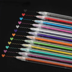 12pcs Highlighter Pen Fluorescent Gel Metal Marker Pen 0.6mm