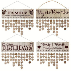 Family Birthday Board Hanging Sign with 100 Wooden Labels