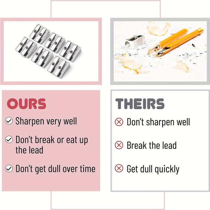 2pcs Handheld Pencil Sharpener with Metal Construction
