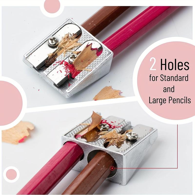 2pcs Handheld Pencil Sharpener with Metal Construction