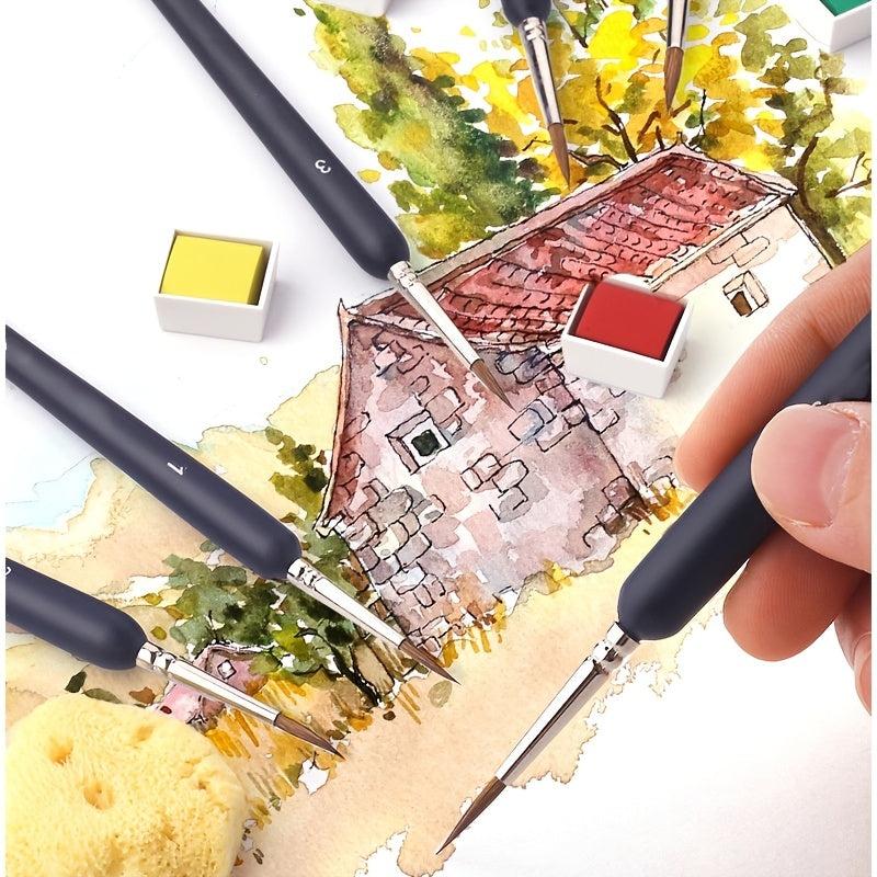 11pcs Weasel Hair Detail Paint Brushes Set for Gouache Watercolor