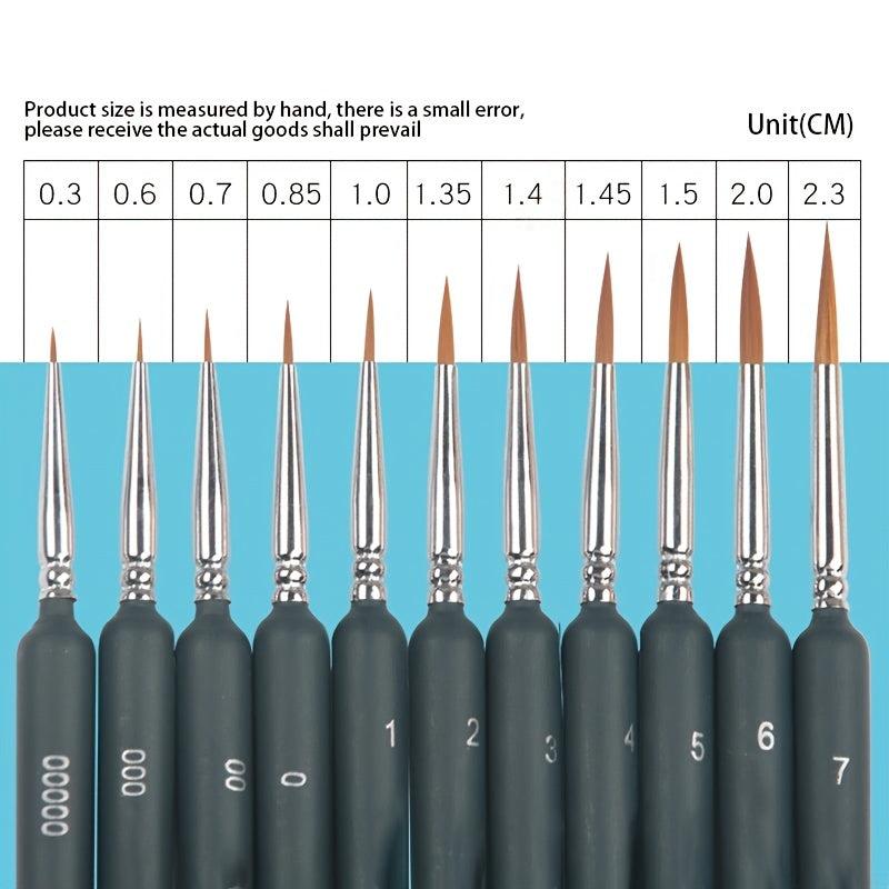 11pcs Weasel Hair Detail Paint Brushes Set for Gouache Watercolor
