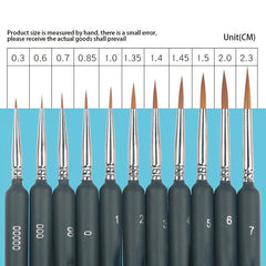 11pcs Weasel Hair Detail Paint Brushes Set for Gouache Watercolor