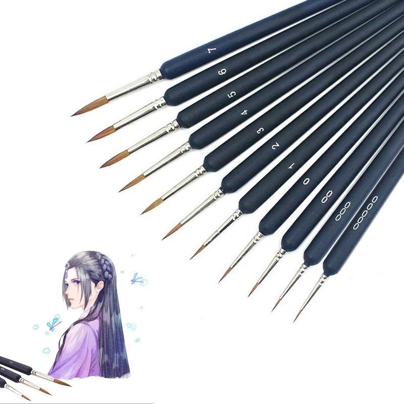 11pcs Weasel Hair Detail Paint Brushes Set for Gouache Watercolor