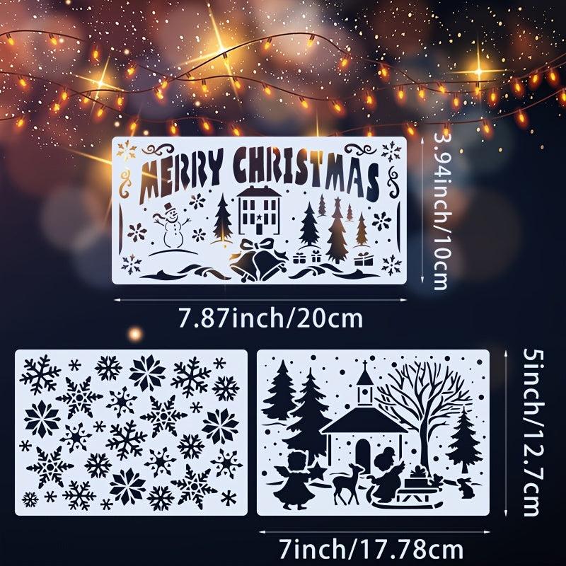 10pcs Christmas And Snowy Painting Stencils 9pcs 12 7x17 And 1pc 10 01 19