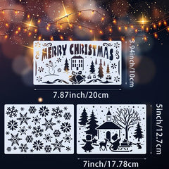 10pcs Christmas And Snowy Painting Stencils 9pcs 12 7x17 And 1pc 10 01 19
