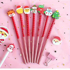 Cartoon Christmas Pencil Eraser Combo Set for Writing and Drawing