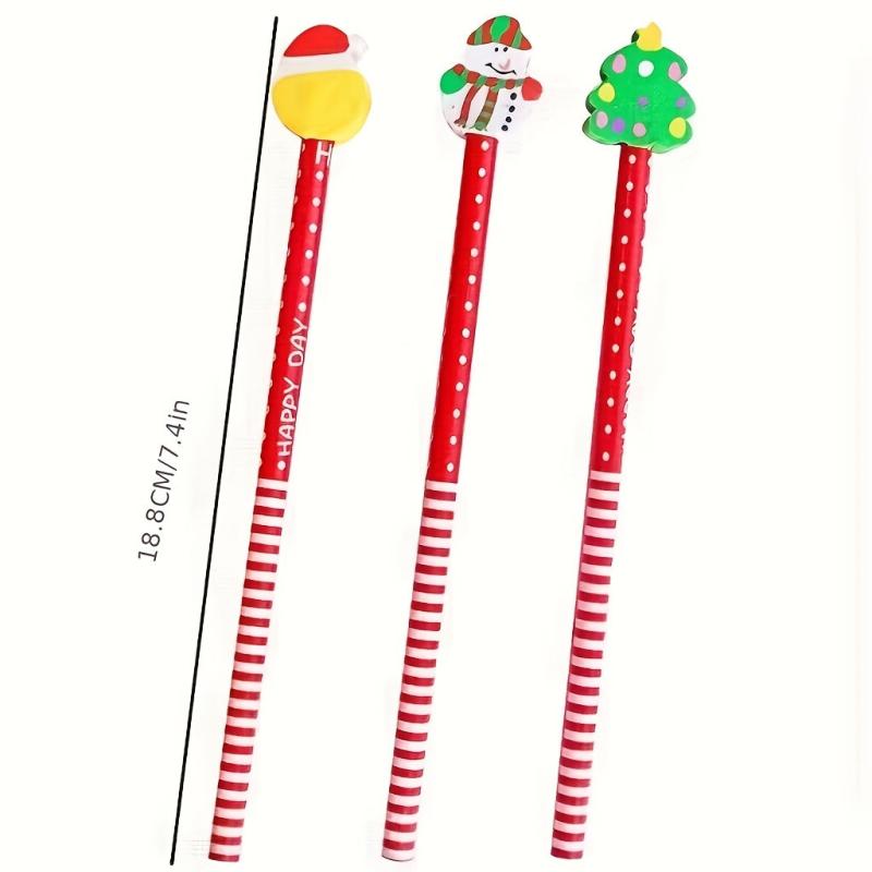 Cartoon Christmas Pencil Eraser Combo Set for Writing and Drawing