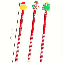 Cartoon Christmas Pencil Eraser Combo Set for Writing and Drawing