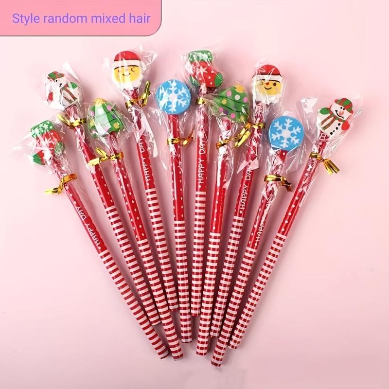 Cartoon Christmas Pencil Eraser Combo Set for Writing and Drawing