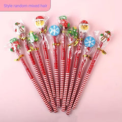 Cartoon Christmas Pencil Eraser Combo Set for Writing and Drawing