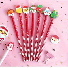 Cartoon Christmas Pencil Eraser Combo Set for Writing and Drawing