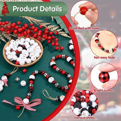80pcs Christmas Wooden Beads Unfinished Craft Ornaments Round Beaded Farmhouse