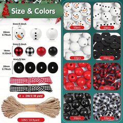80pcs Christmas Wooden Beads Unfinished Craft Ornaments Round Beaded Farmhouse
